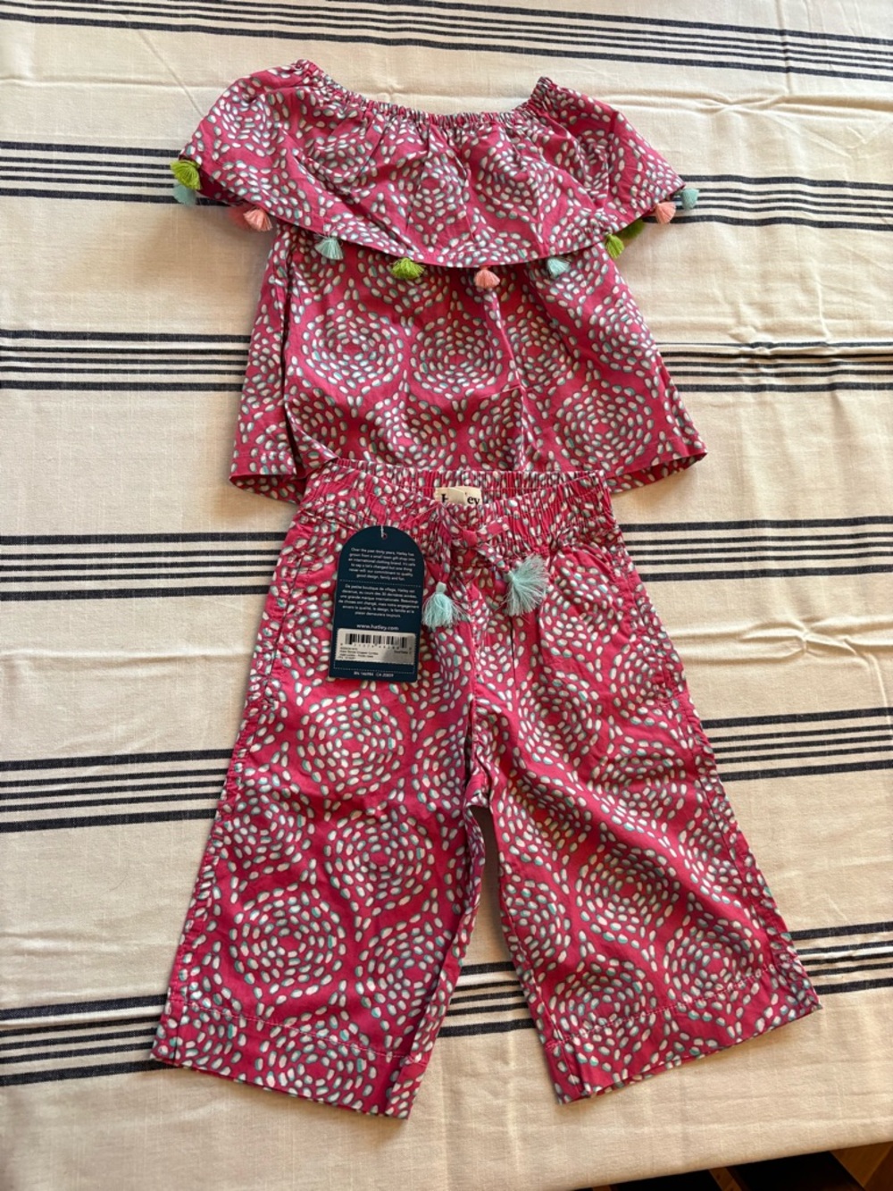 Hatley Pink and Teal Tassel Kids' Two-Piece Set